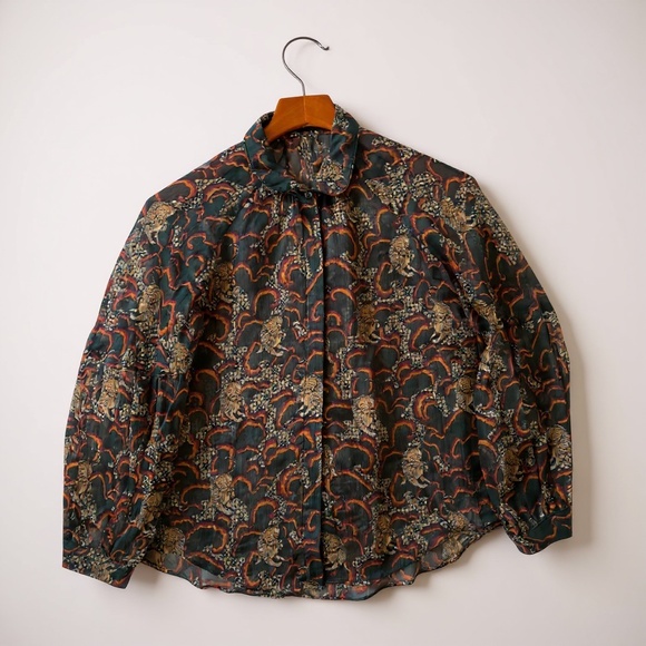 Anthropologie Tabitha Tiger Jungle Print Blouse | Size S - Picture 1 of 3